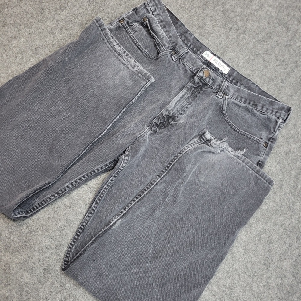 Lee Jeans Mens 38x32 Gray Relaxed Fit Everyday Casual City Preppy College